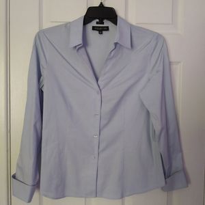 Jones New York womens blue cotton business shirt